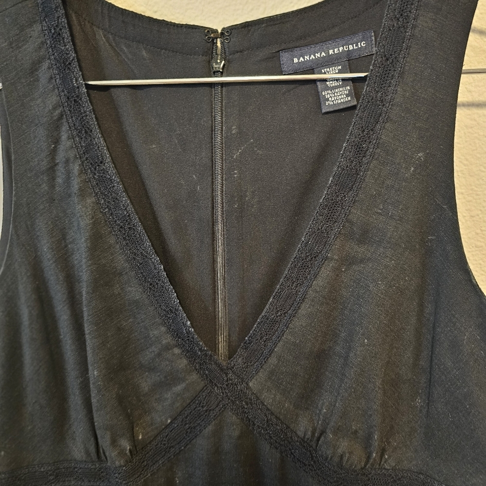Size 8 Vintage Banana Republic Black Linen Dress - Picture 3 of 4